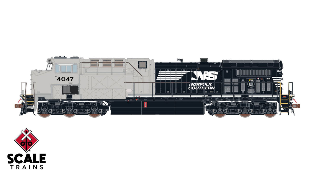 Rivet Counter HO Scale GE AC44C6M w/DCC & Sound - Rivet Counter HO Scale GE AC44C6M, Norfolk Southern/Horsehead/Primer Cab/NS #4047