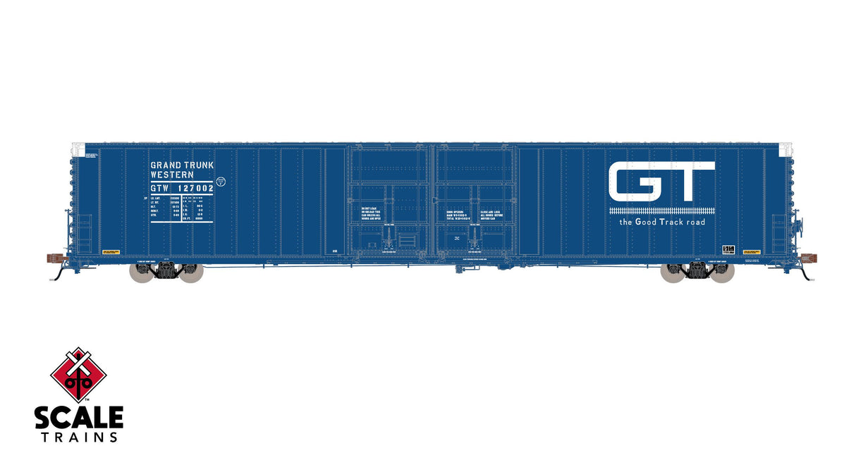 Rivet Counter HO Scale Thrall 86' High-Cube Double-Plug-Door Boxcar, Grand Trunk Western / The Good Track Road / GTW #127045