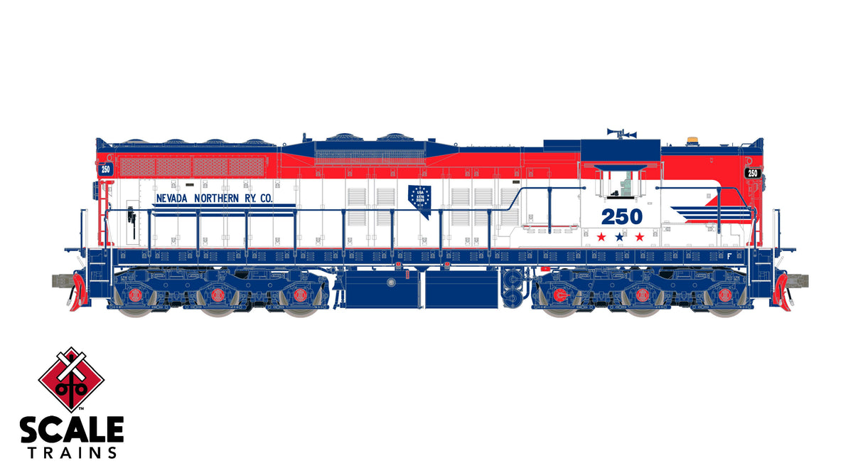 Scaletrains Rivet Counter HO Scale EMD SD7/9 Hypotypical - America 250 Navada Northern (NN) #250 - DC / DCC Ready