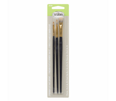 Testors 3 Piece Premium Flat Brush Set - TES281205