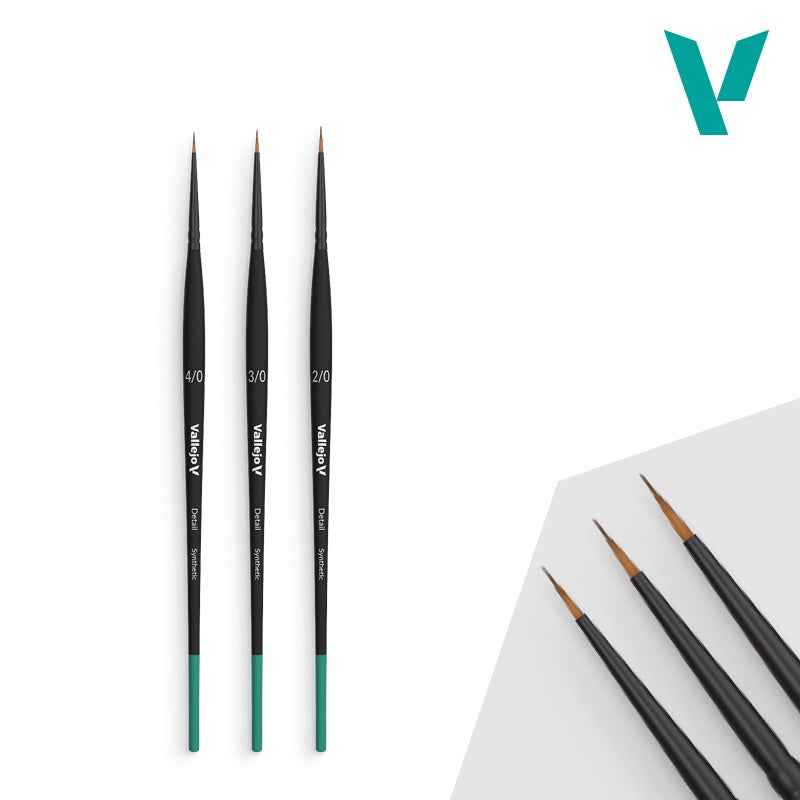 Vallejo B02990 Detail Brush Set Synthetic 4/0-3/0-2/0