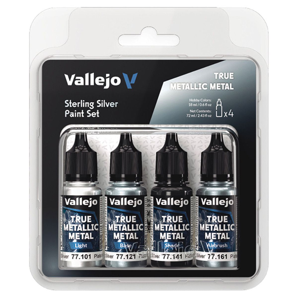 Vallejo 77.251 True Metallic Sterling Silver (4 Colors)