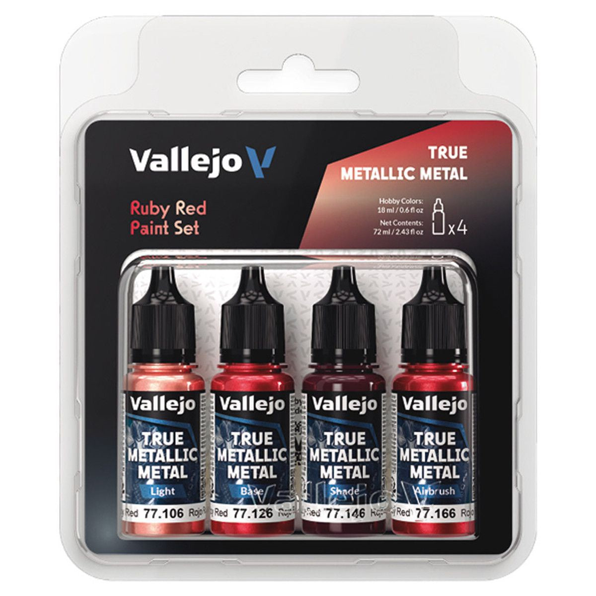 Vallejo 77.254 True Metallic Ruby Red (4 Colors)