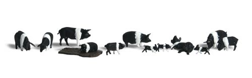 Woodland Scenics Hampshire Pigs - Scenic Accents(R) -- pkg(12) - WOOA1864