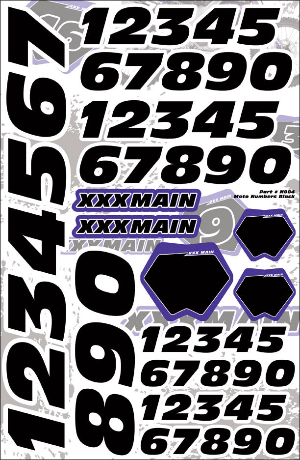 XXX Main Racing Moto Numbers - Black - XXXN004