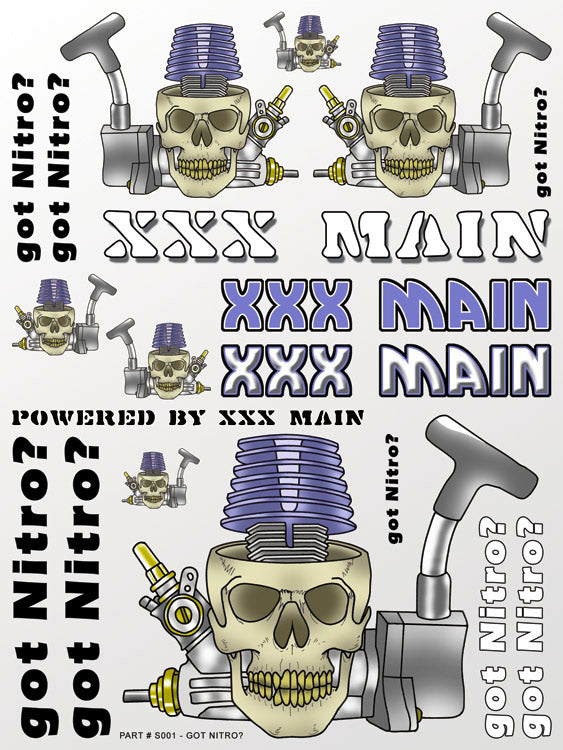 XXX Main Racing Got Nitro? Sticker Sheet - XXXS001
