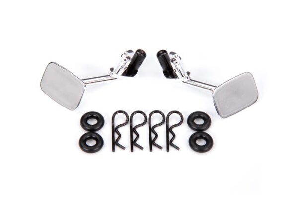 Traxxas Mirrors, side, chrome (left & right)/ o-rings (4)/ body clips (4) (fits #9112 body) - TRA9121