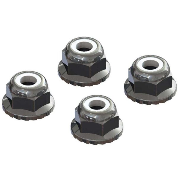 Arrma AR708008 Flanged Nyloc Locknut 4mm Silver (4) - ARAC9699