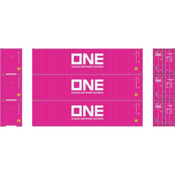 Athearn N 40' Corrugated HC Container, ONE #1 (3) - ATH17434