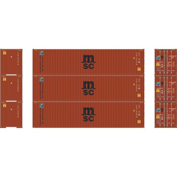 Athearn N 40' Corrugated HC Container, MSC/Florens #2 (3) - ATH17439