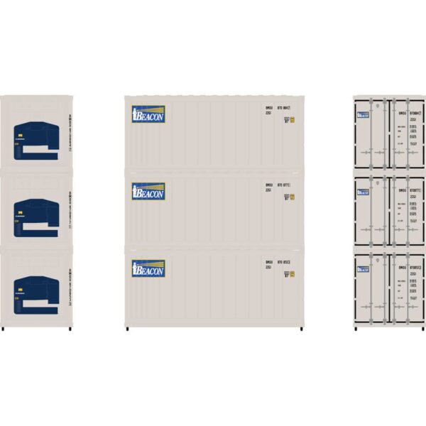 Athearn N 20' Reefer Container, Beacon (3) - ATH17732