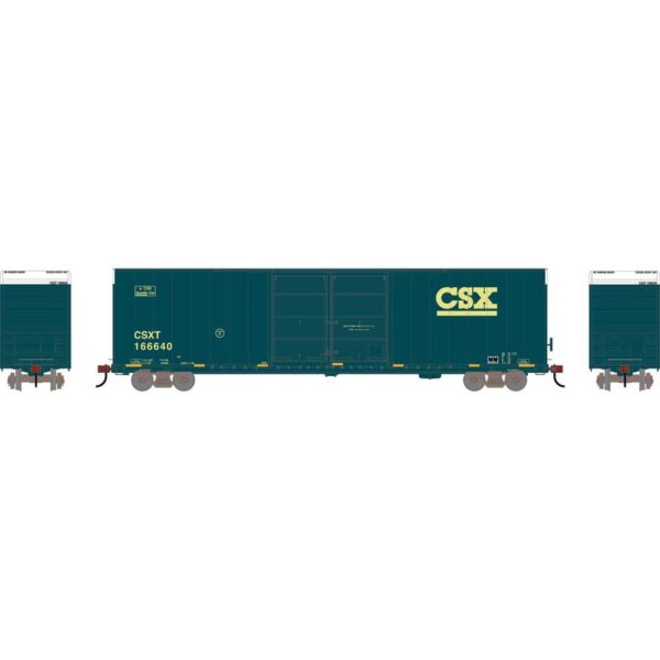 Athearn HO RTR FMC 60' DD/SS Hi-Cube Box, CSX #166640 - ATH90570