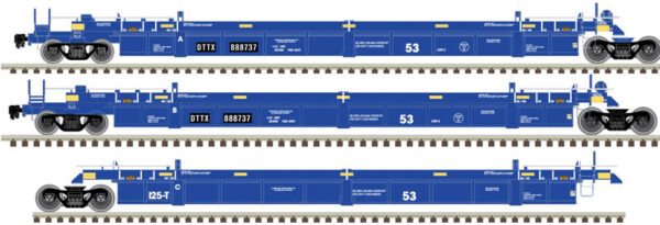 Atlas HO Thrall 53' 3-Unit Articulated Well Car - Ready to Run - Master(R) -- TTX 888737 (Ex-BRAN, blue, white)