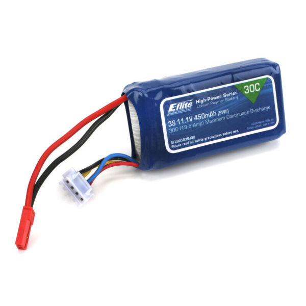 450mAh 3S 11.1V 30C LiPo, 18AWG JST