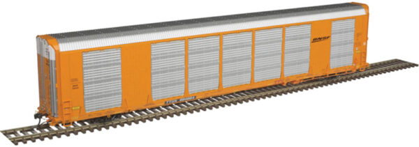 Atlas HO Gunderson Multi-Max Enclosed Auto Rack - Ready to Run -- BNSF Railway #694664 (Rack #28425; orange, Black Wedge Logo) - ATL20006432