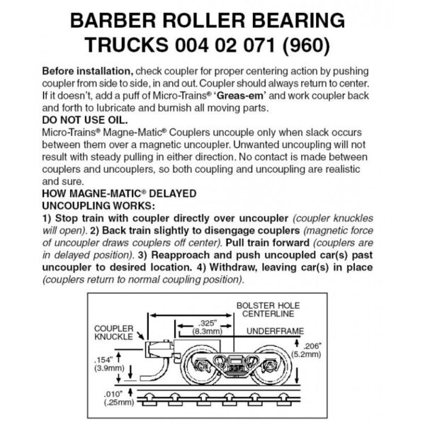 Micro-Trains 489-402071 Barber Roller-Bearing Trucks -- - 489-402071