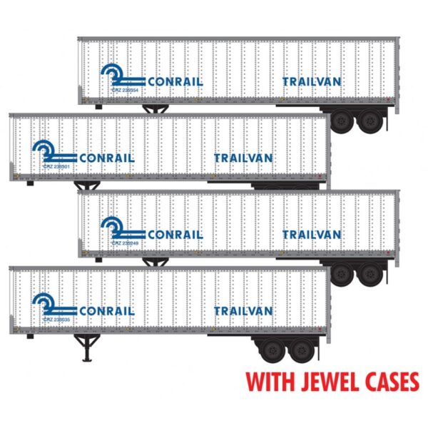 45' Van Trailer 4-Pack - Assembled, Jewel Case -- Conrail #235354, 235301, 235249, 235035 (white, blue, Trailvan Markings)