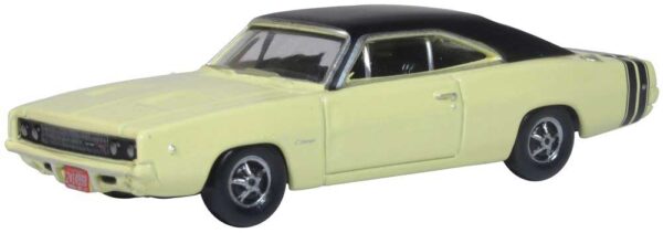 Oxford Diecast 1968 Dodge Charger - Assembled -- Yellow, Black - 553-87DC68004