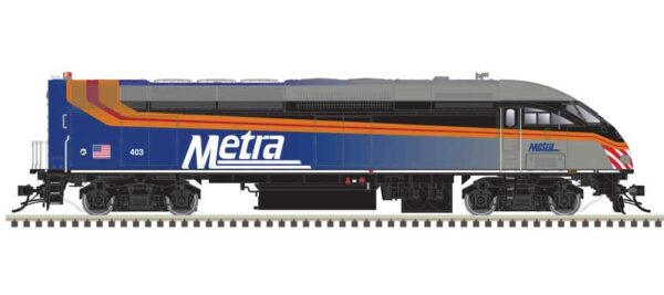 Atlas HO Motive Power Industries MP36PH-3C - Standard DC -- Metra #410 (silver, blue, black)