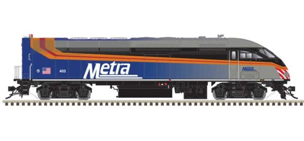 Atlas HO Motive Power Industries MP36PH-3C - Standard DC -- Metra #418 (silver, blue, black)