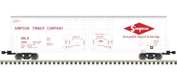 Atlas Evans 53' Double Plug-Door Boxcar - Master(R) -- Simpson Timber Company 10407 (white, red) - ATL20006785