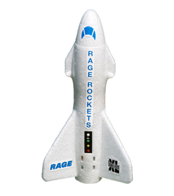 Rage RC Spinner Missile XL Electric Free-Flight Rocket with Parachute & LEDs, White - RGR4150W