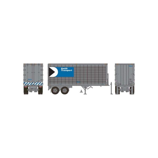 26' Can-Car Dry Van Trailer - Assembled -- Smith Transport #7612 (silver, blue, black, white, Multimark Logo)