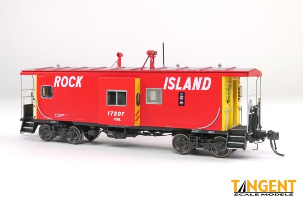 Tangent HO Rock Island (RI) "Delivery 1971" w/ Red-Green Lights & Rockwell Trucks ICC Rock Island Bay Window Caboose - #17206