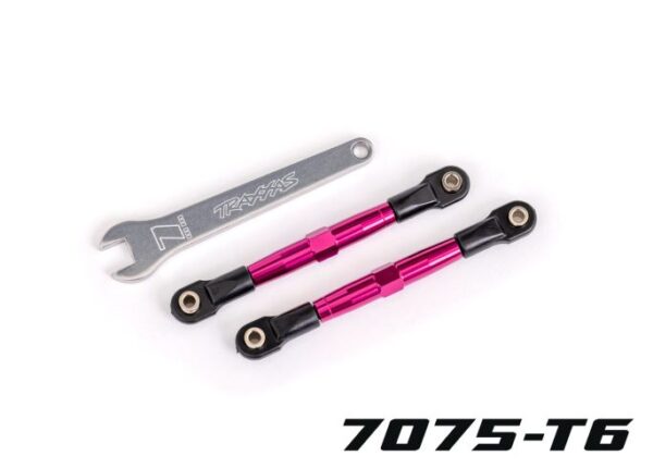 Traxxas 2445P Toe links, front (TUBES pink-anodized, 7075-T6 aluminum, stronger than titanium) (2) (assembled with rod ends and hollow balls)/ aluminum wrench (1)