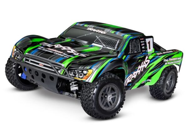 Traxxas Slash 4X4 Brushless: 1/10 Scale 4WD Electric Short Course Truck with TQ 2.4GHz Radio System - Green