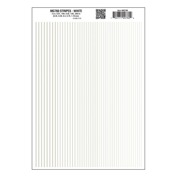 Woodland Scenics Dry Transfer Stripes, White - WOOMG760