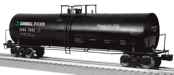 Lionel O 50' Tank Car - 3-Rail - Ready to Run -- Cargill Foods #7852 (black, white, green)