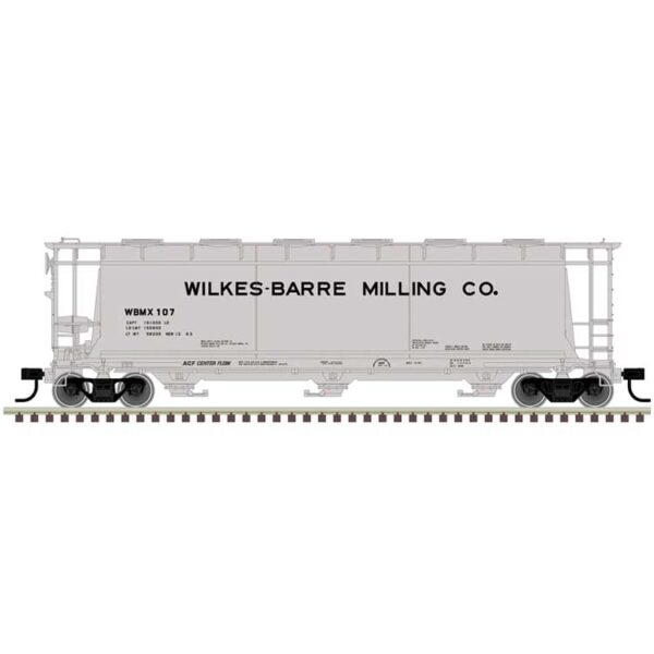 Atlas HO ACF 3-Bay Cylindrical Hopper - Ready to Run -- Wilkes-Barre Milling Co. #101 (gray, black)