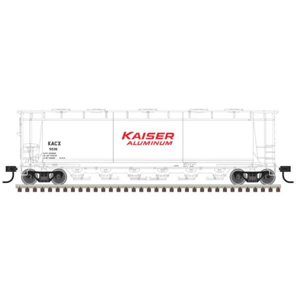 Atlas HO ACF 6-Bay Cylindrical Hopper - Ready to Run -- Kaiser Aluminum #5029 (white, red)