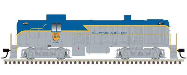 Atlas N Alco RS3 - ESU LokSound & DCC - Classic Silver -- Delaware & Hudson #4071 (gray, blue, yellow)