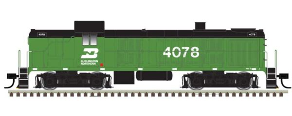 Atlas N Alco RS3 - ESU LokSound & DCC - Classic Silver -- Burlington Northern #4078 (green, black)