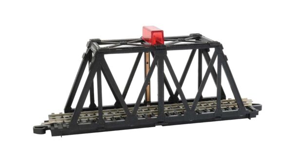 Bachmann Trains N Through-Truss Bridge with Blinking Light -- With E-Z Track Straight Section - BAC44873