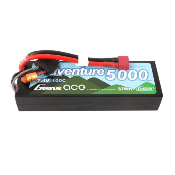 Gens Ace 7.4V 5000 mAh 2S 100C, G-Tech Smart LiPo, Hard Case, Deans"