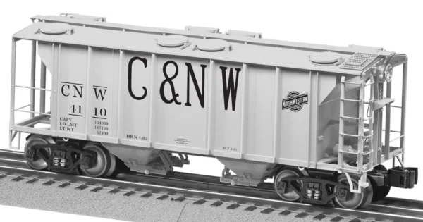 Lionel O PS-2 2-Bay Covered Hopper - 3-Rail - Ready to Run -- Chicago & North Western #3995 (gray, black, Large C&NW)