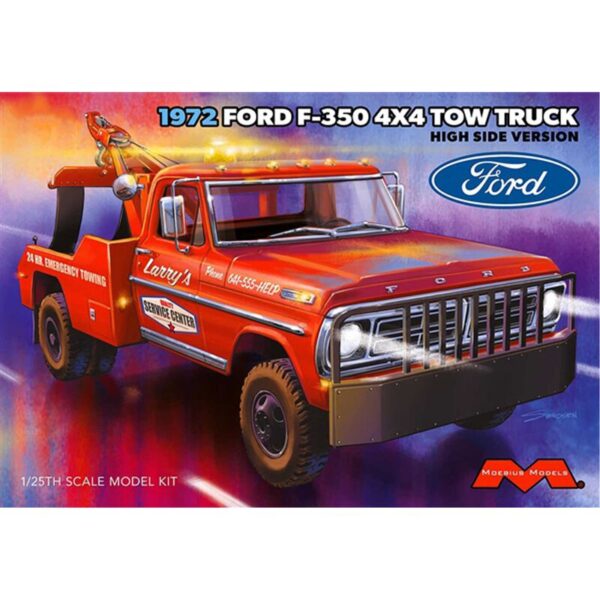 Moebius 1972 Ford F-350 Wrecker 4x4 High Side Plastic Model Kit