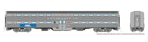 Budd Gallery Bi-Level Commuter Coach - Ready to Run -- Metra Unnumbered (BNSF Railway Lettering)