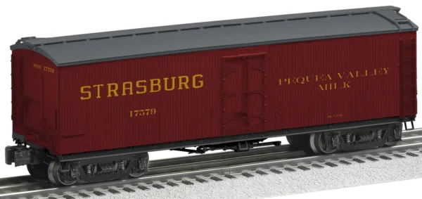 Lionel O Wood Milk Car - 3-Rail - Ready to Run -- Strasburg #17579 (maroon, black, yellow)