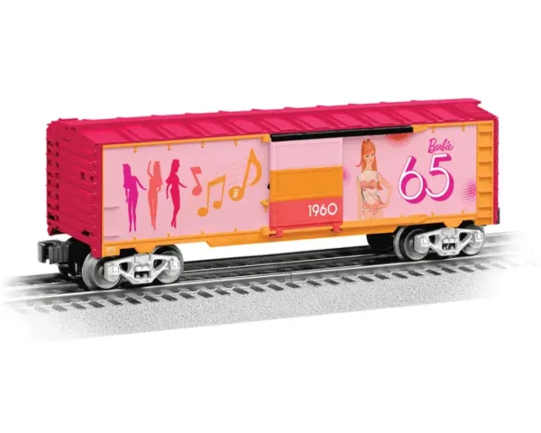 Lionel O Steel Boxcar - 3-Rail - Ready to Run -- Barbie 1960 (65th Anniversary, pink, red)