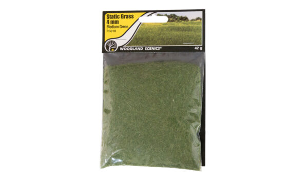 Woodland Scenics , Static Grass - Field System -- Medium Green 1/8" 4mm Fibers - WOOFS618