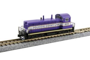 Kato N EMD NW2 - Standard DC -- Atlantic Coast Line #605 (silver, purple, yellow)